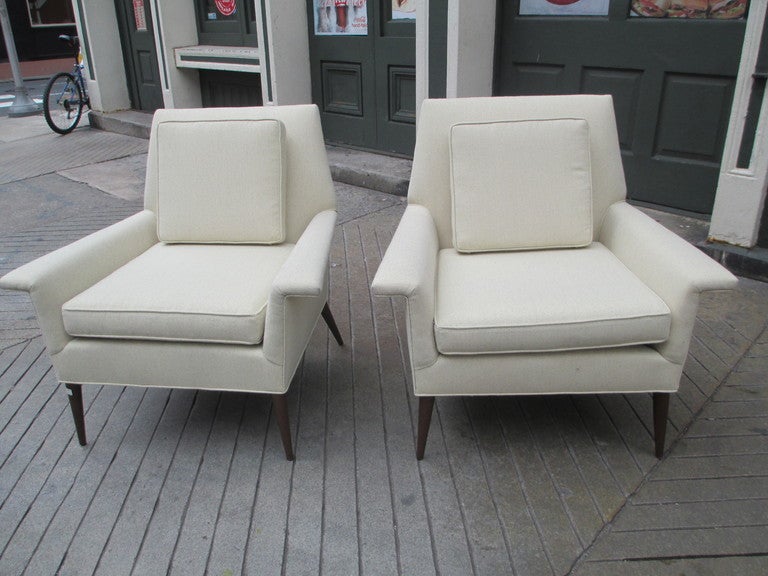 American Pair Selig Upolstered Arm Chairs 